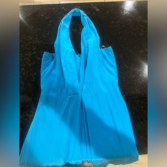 Amanda Uprichard blue 100% silk halter minidress size small - Picture 7 of 12